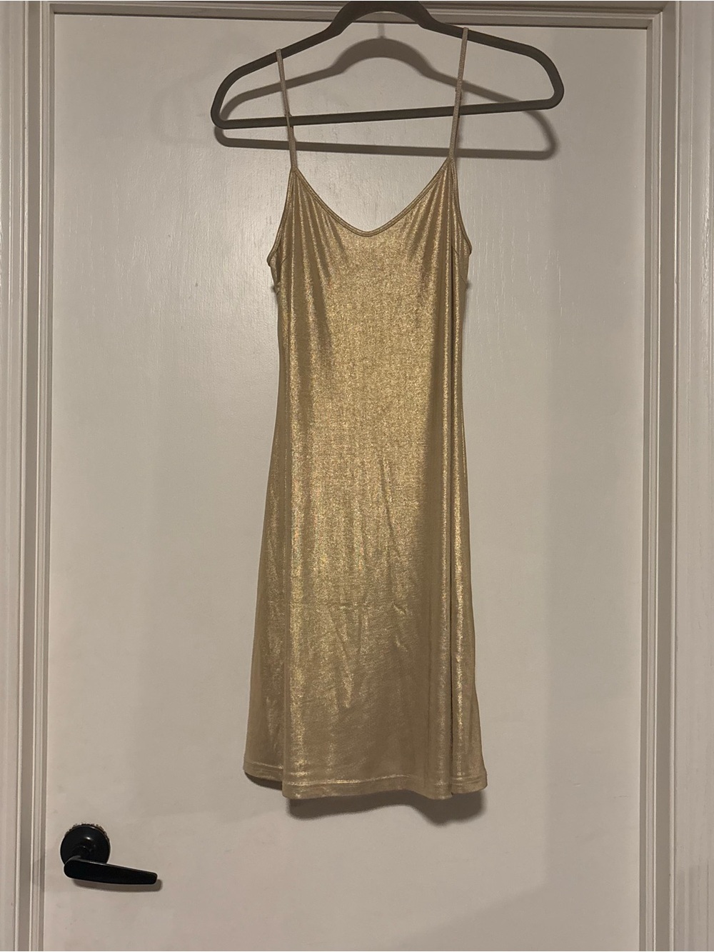 Greylin Metallic Gold Slip Mini Dress